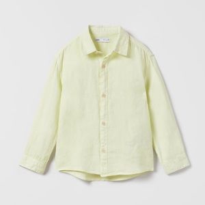 Pastel Lime Green Linen Button Down Girls Shirt